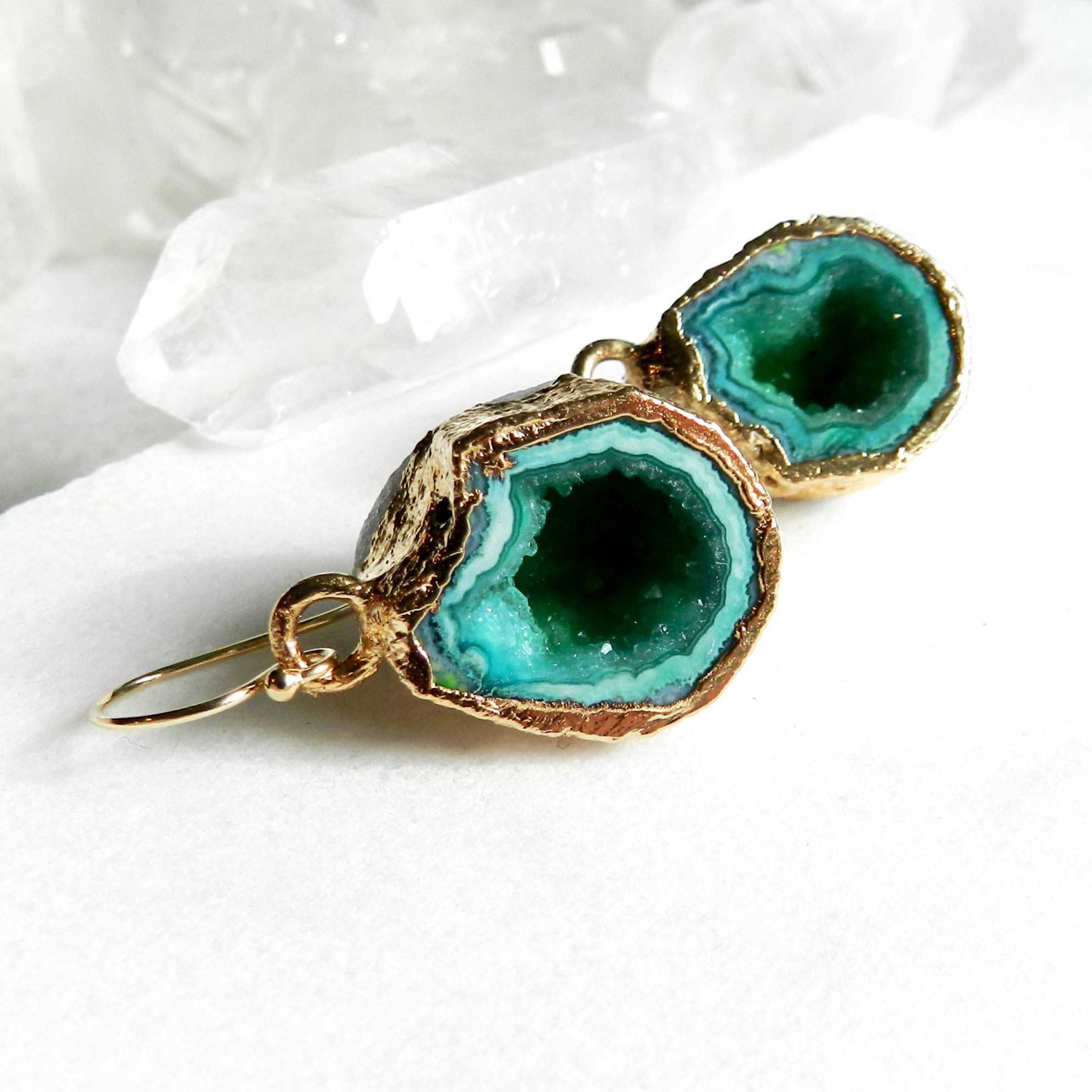 Geode earrings agate earrings druzy earrings statement