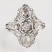 Antique Ring - Antique Platinum and 14k White Gold Diamond Filigree Ring