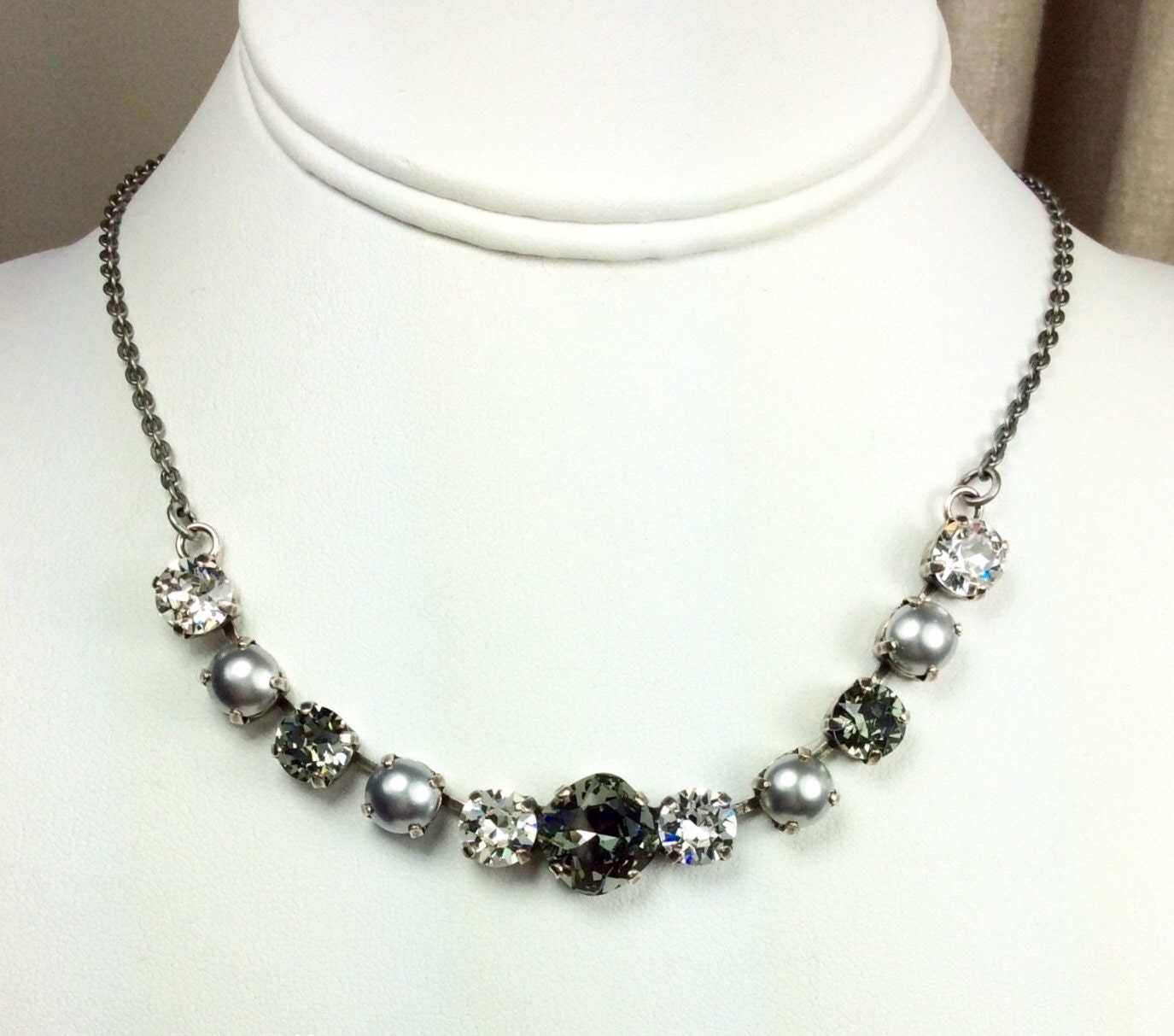 Swarovski Crystal Necklace 12MM/8.5mm Black Diamond Crystal