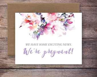 Printable We're Pregnant Announcement Card - Instant Download Greeting Card - Pregnancy Announcement Card - Expecting Baby Card - Jessica