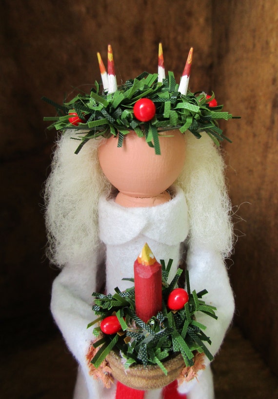 St. Lucia Christmas Ornament Clothespin Felt