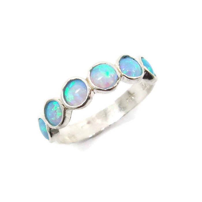Opal ring. Silver ring. Silver opal ring. Opal band. Opal