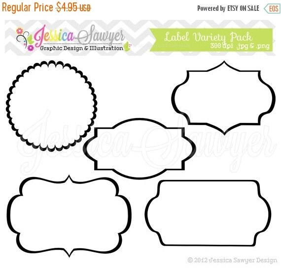 80% OFF - INSTANT DOWNLOAD, label variety pack - digital frames - printable tags - graphic - image - clip art - clipart - commercial use Il_570xn
