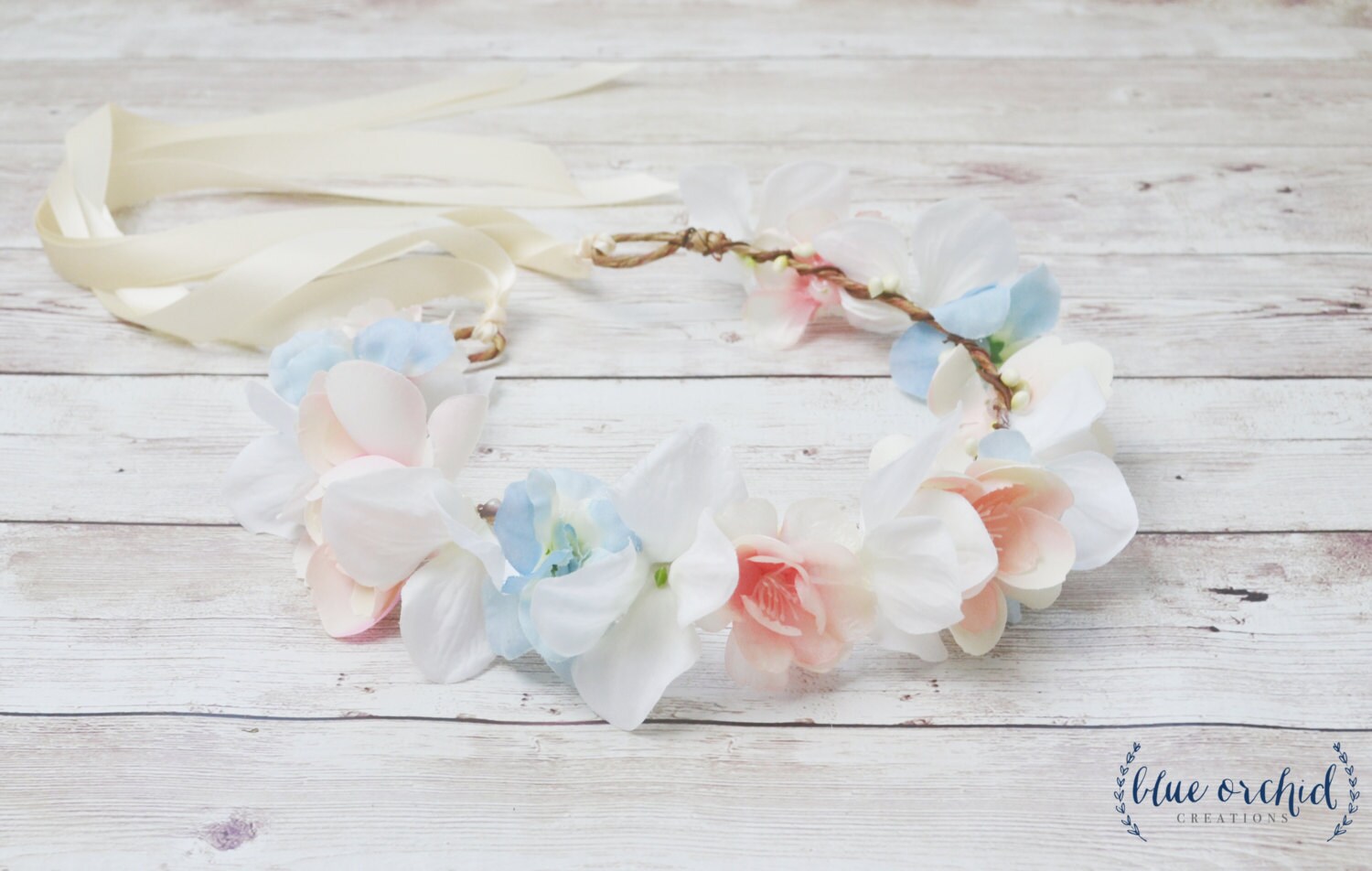 Flower Girl Crown Silk Flower Crown Flower by blueorchidcreations
