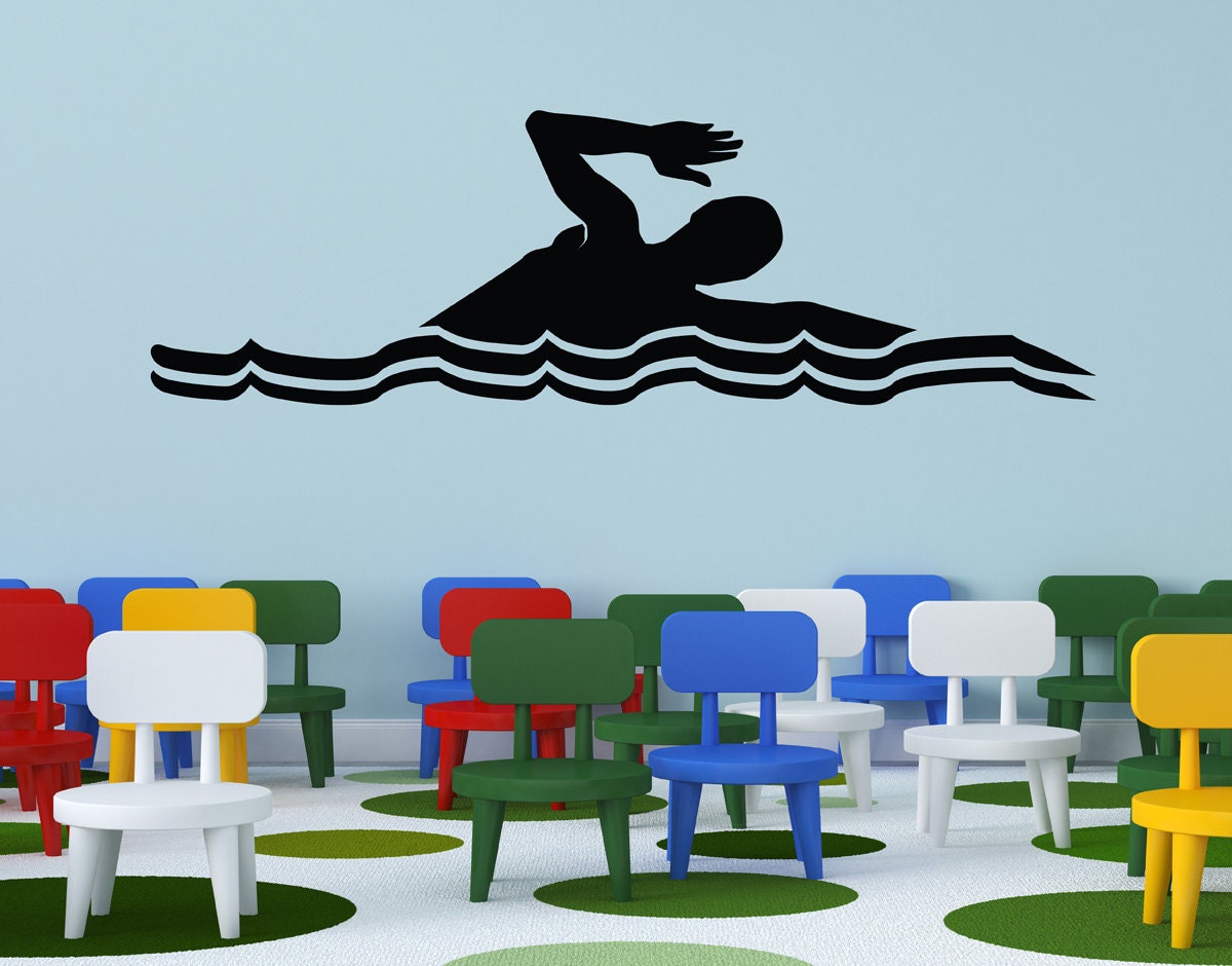 Freestyle Swimmer Swimming Removable Matte Wall Vinyl Art swim