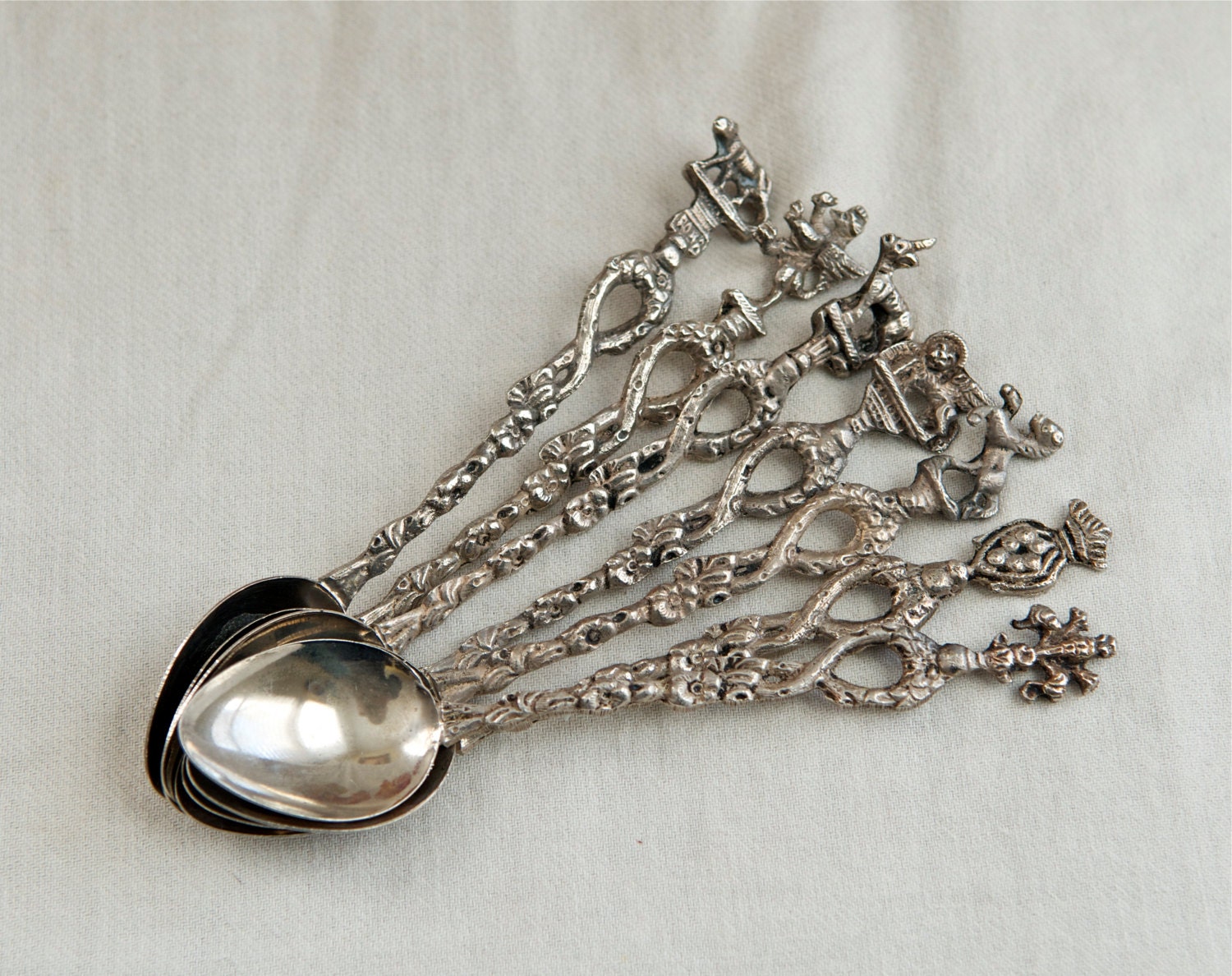 Vintage Italian spoonspewter and silver plate spoons7