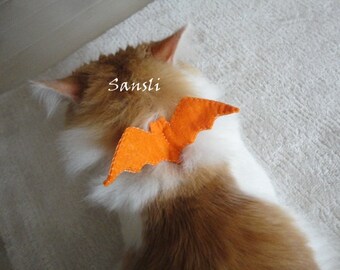 Cat collar-adjustable collar-custom collar-crochet cat collar-cat accessories-bat cat collar-halloween cat collar-orange and gray cat collar