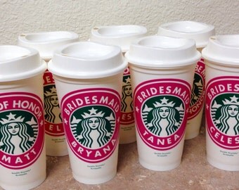 Personalized Bridesmaids Starbucks Cup - Bridesmaids Travel Coffee Cups - Maid of Honor Coffee Cup - Mother of the Bride Cup.