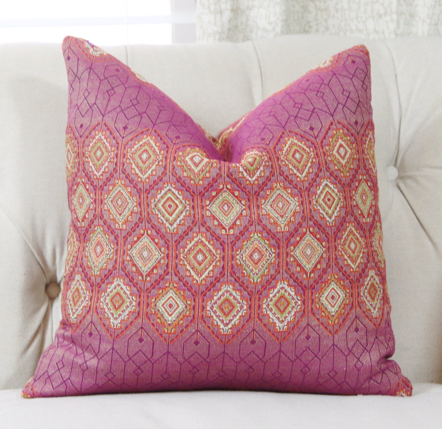 Pink Moroccan Pillow Cover Modern Pink Orange Pillow Cover