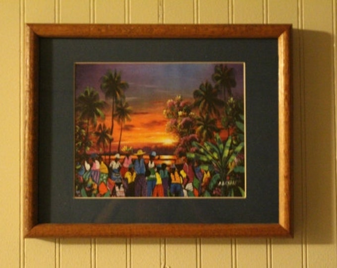 Sunset in the Caribbean Art Print Framed Vintage Collectible