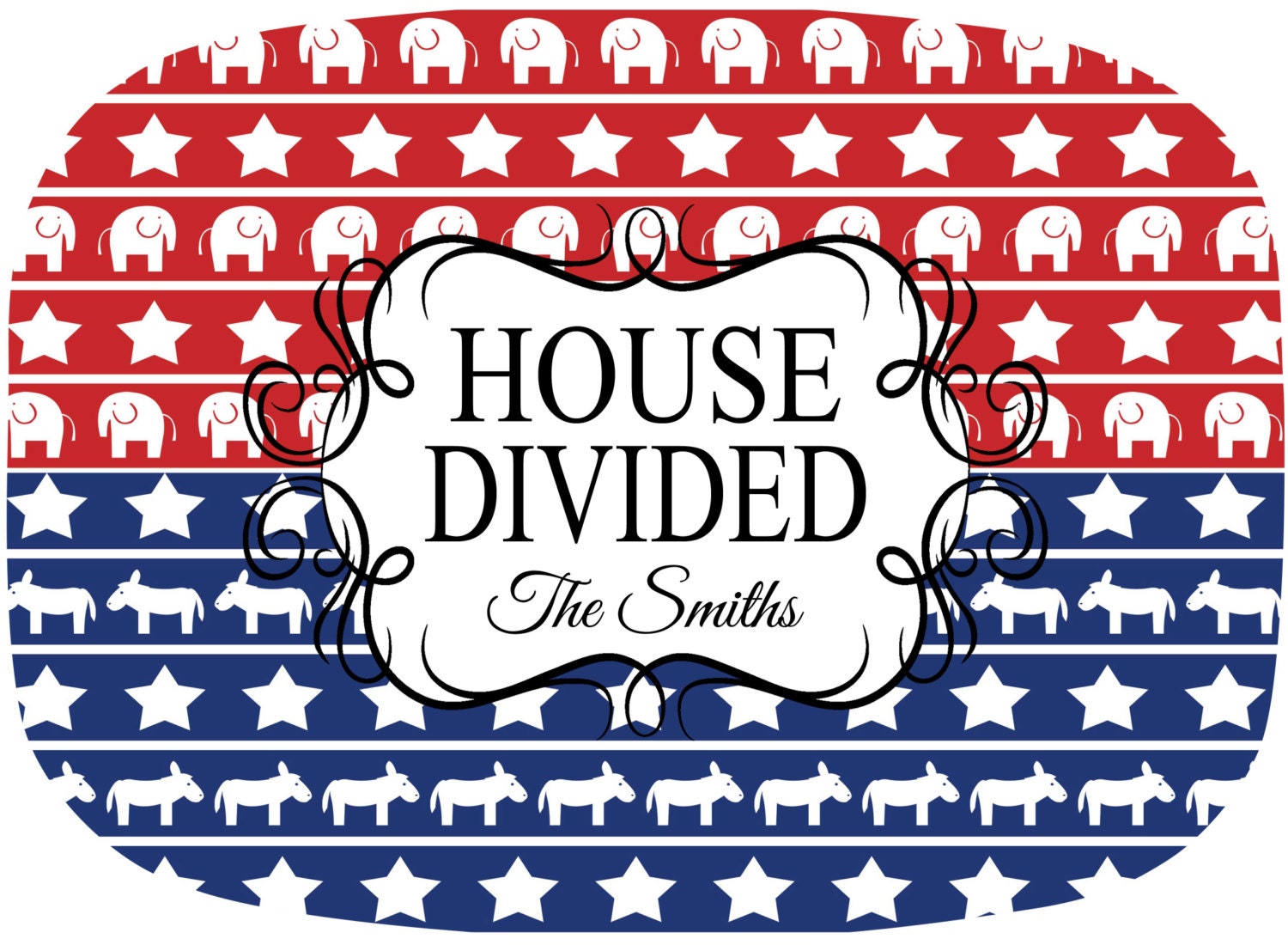 Patriotic House Divided Platter Personalized Melamine