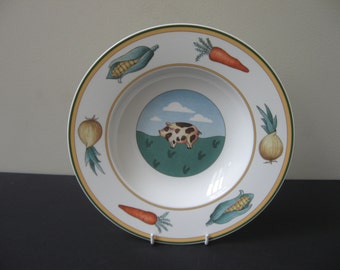 Vtg VILLEROY & BOCH Germany A La Ferme Les ANIMAUX Rimmed Soup Bowl