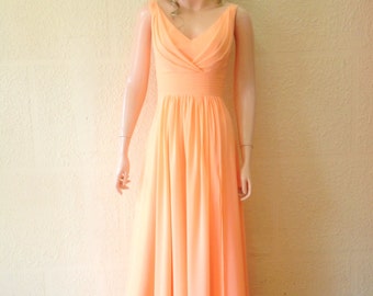 Peach Prom Dress. Peach Bridesmaid Dress. Maxi Dress.