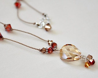 Unique,70th Birthday Gift,For Mother in Law,For Mom,For Grandma,Fall,Swarovski Silk Cord Necklace,Retirement Gift For Her,Anniversary Gift