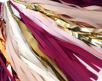 Burgundy Blush Tassel Garland - Copper, Burgundy, Gold, Blush Pink Banner - Wedding Decoration, Engagement Party Supplies, Bridal Shower