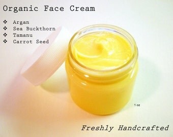 Organic Face Cream - Argan - Sea Buckthorn - Carrot Seed - Day / Night / Eye Cream / Wrinkle Cream - Natural Facial Moisturizer - 1 oz
