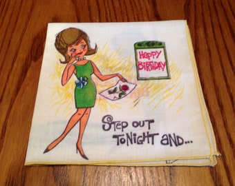 Vintage HAPPY BIRTHDAY Handkerchief Hanky GREETING
