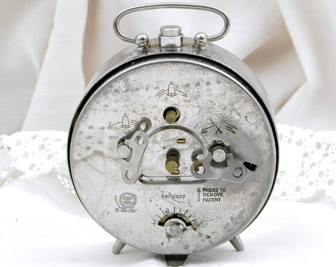 Working Vintage Mid Century West German Chromed Metal Mechanical Alarm Clock, Vintage Decor, Interior Design, Timepiece, Bedroom, Retro Home