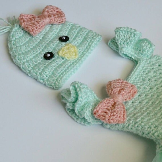 Easter Chick Baby Tutu Dress & Matching Hat Toddler Dress Mint