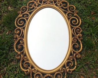 vintage Syroco wall mirror gold ornate 70s hollywood regency