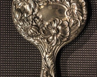 Gothic-Inspired Silverplate Hand Mirror