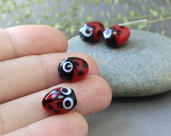 Handmade Lampwork Glass Ladybug Beads, Lampwork Beads, Lampwork Glass Beads, Glass Beads, Beads, Lampwork Beads, Glass, Lampwork Glass