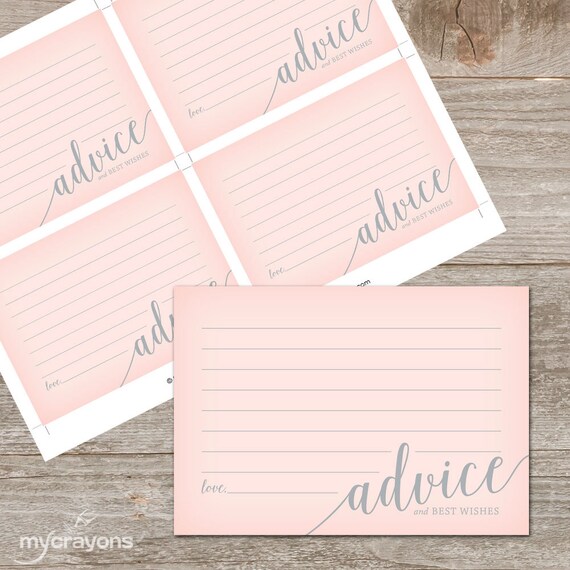Printable Advice Sign and Advice Cards Wedding by MyCrayonsDesign