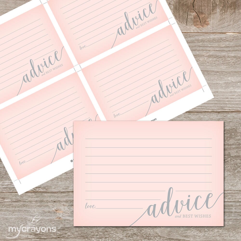 Printable Advice Sign and Advice Cards Wedding // Pink Advice