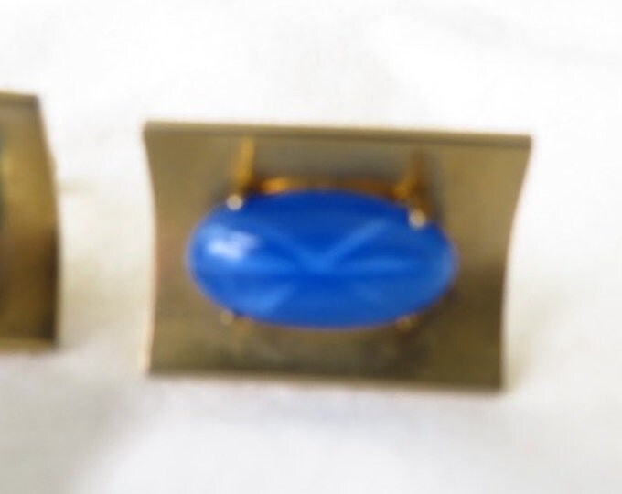 Star Sapphire Cufflinks, Cobalt Blue Cuff Links, Vintage Mens Jewelry, Classic and Elegant