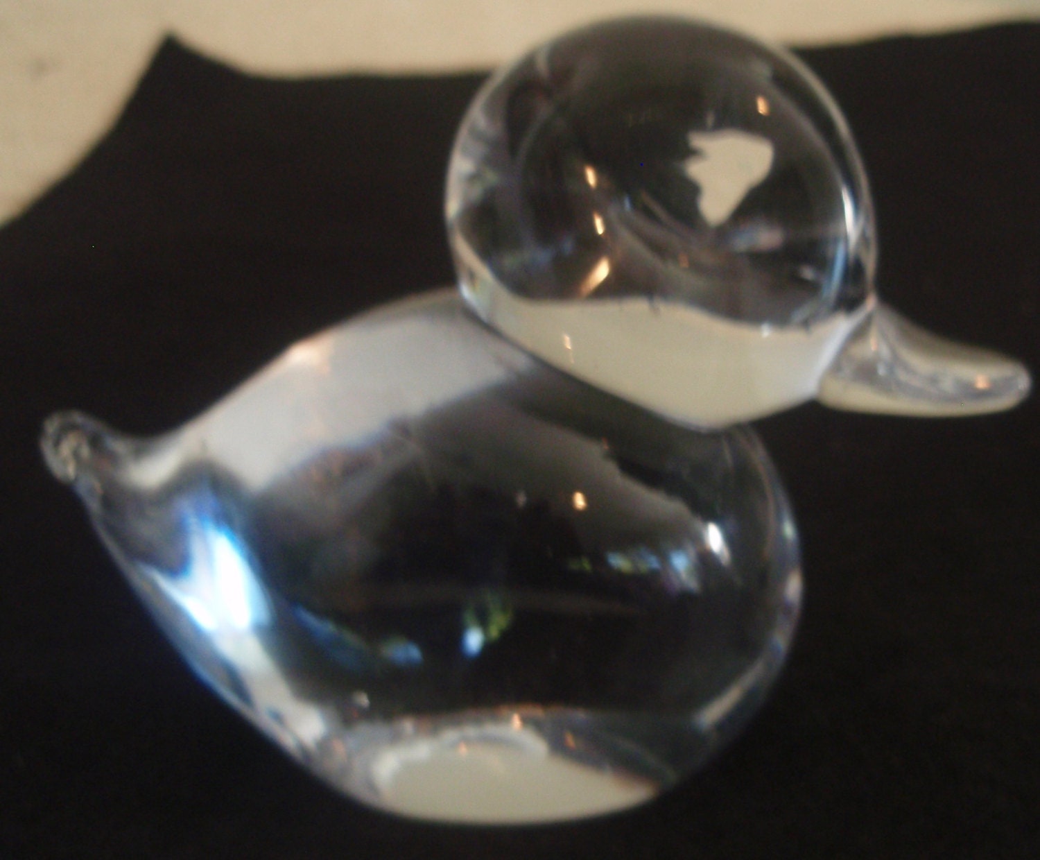 Glass Duck Paperweight Clear art glass animal paperweight