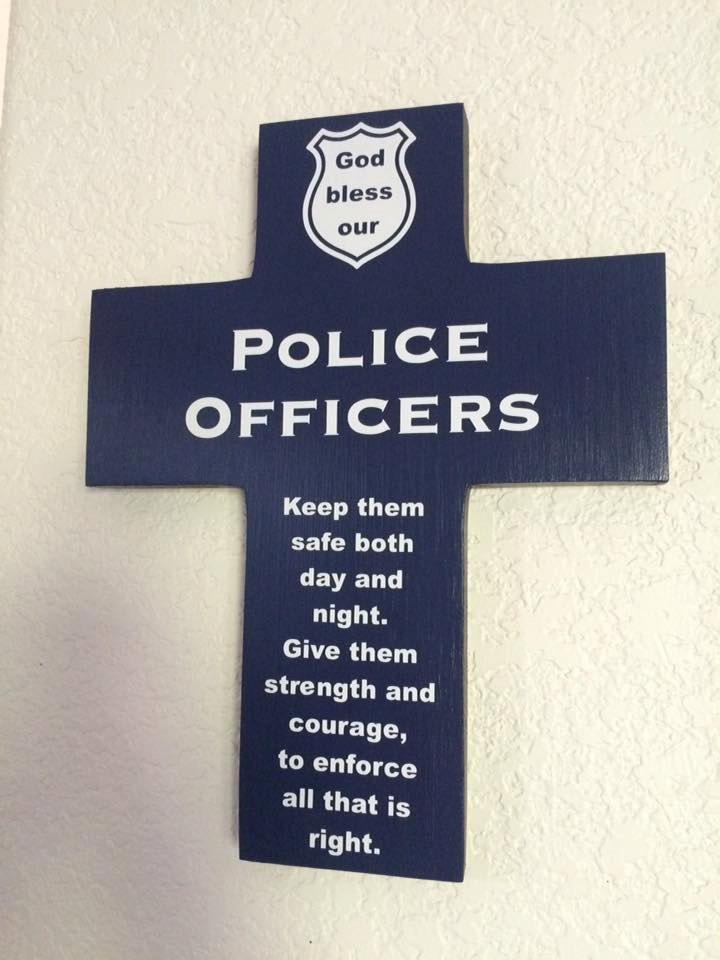 God Bless our Police Officers handmade wood wall cross with