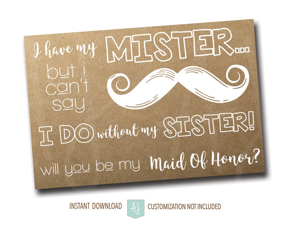 Maid Of Honor Ask Card For The Sister Rustic Style For The