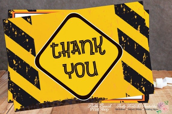 Construction Party Thank You Card Printable Thank You Cards