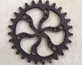 Small Industrial Style- Style 4- Wood Gear Steampunk Sprocket Mechanical Decor Wall hanging Vintage Rustic Wheel Panel Factory Molds
