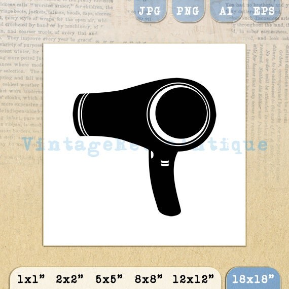 Digital Blow Dryer Graphic Image Blowdrier by VintageRetroAntique