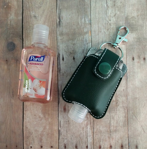 Small Hand Sanitizer Holder Dark Green Vinyl by ShopOrangeBlossoms