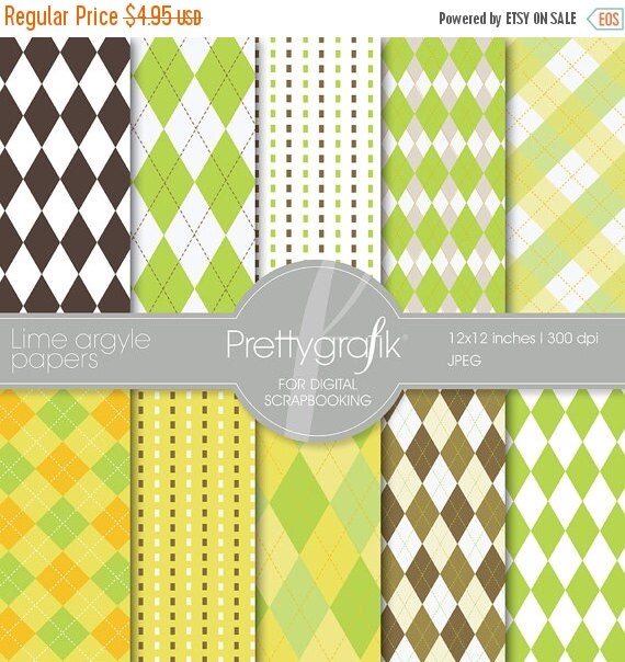 80% OFF SALE Lime argyle digital paper, commercial use, scrapbook papers, background - PS515 Il_570xn