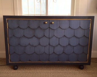 Blue Scalloped Buffet Cabinet