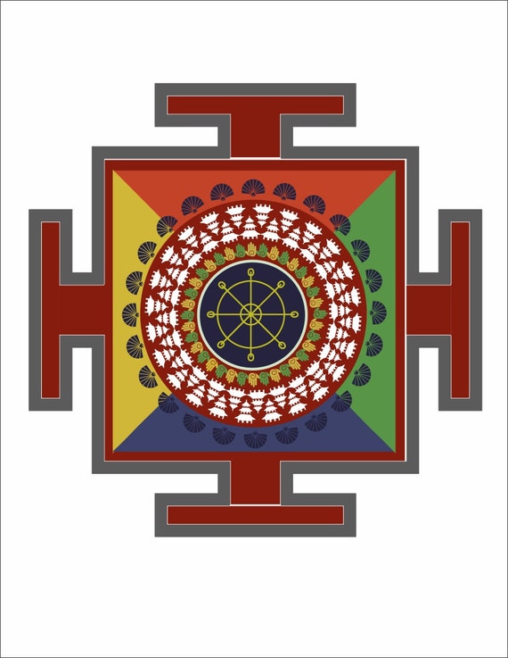 Download Tibetan Mandala Instant Download Coloring Page Original
