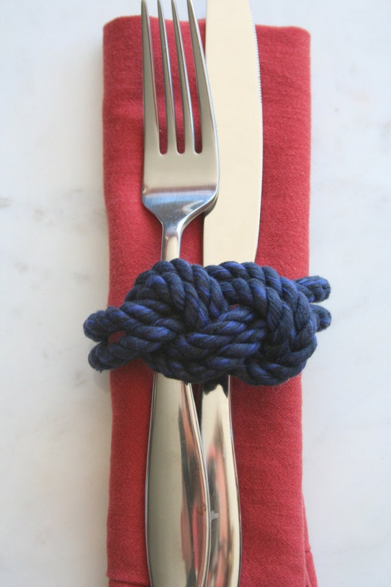 Navy Nautical Napkin Rings Set of 4 Tie the Knot by Ogelbird