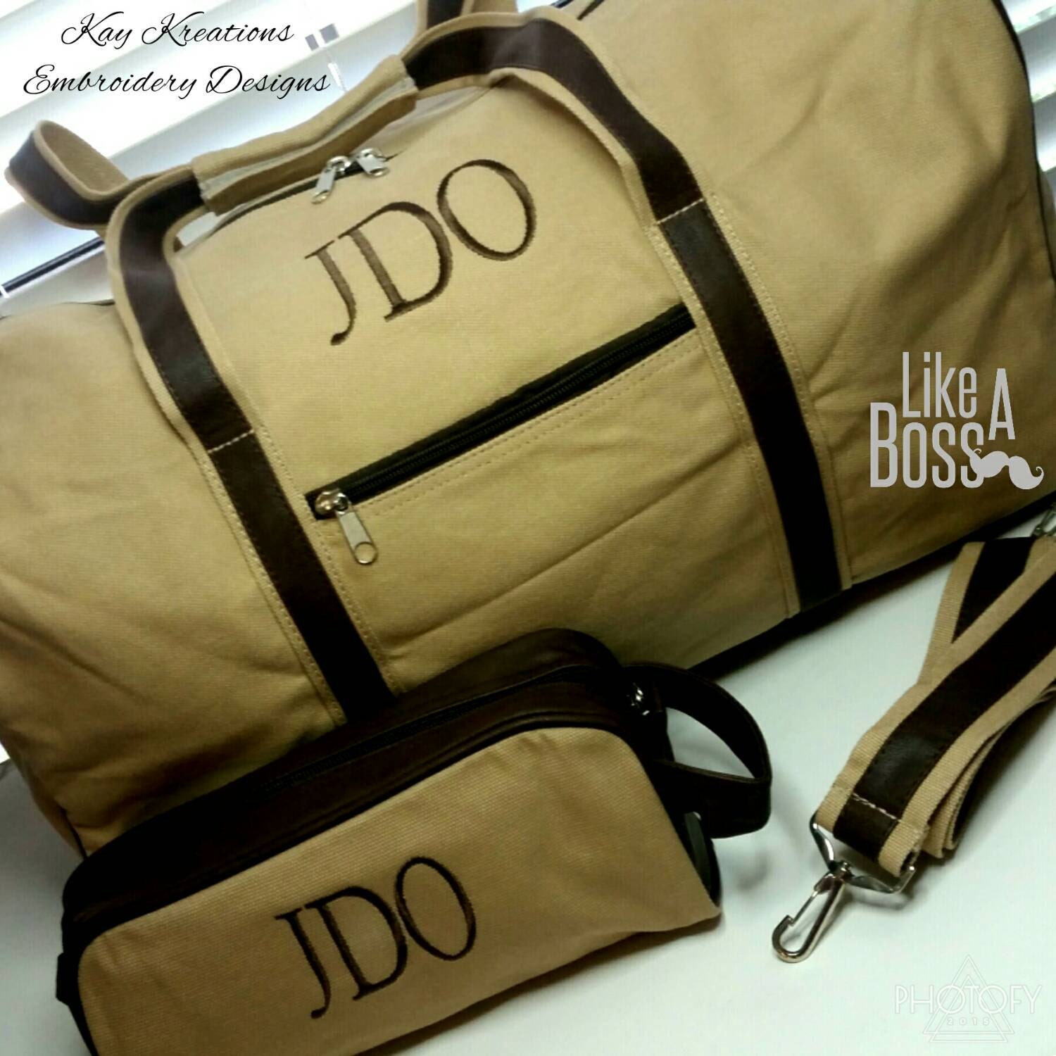 Monogrammed Duffle and Toiletry Bag 2 piece set Men/Boys