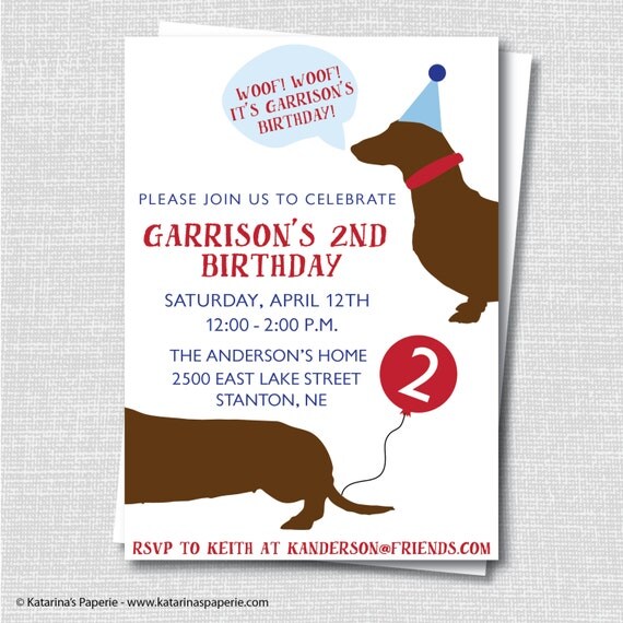 Puppy Party Invitation Boy Dog Themed Birthday Digital