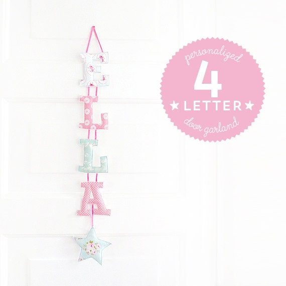 Customized Handmade Fabric Door Hanging Garland - 4 Letter Name Il_570xn