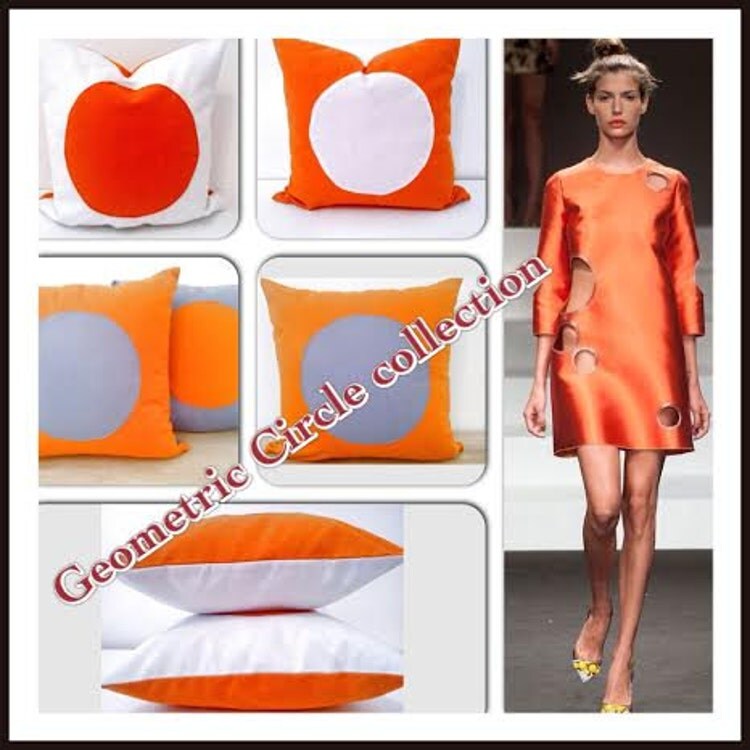 Orange and Grey Throw Pillow Cover Geometric by CushionsandMore