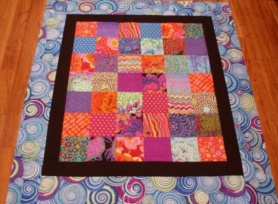 Kaffe Fassett Baby Lap Unfinished Quilt Top 40 by BloomingFabric