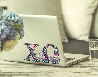 Chi Omega decal, Chi-O computer sticker, Sorority laptop decal, Multiple sizes available, Indoor / Outdoor 3 year rated vinyl (1261)