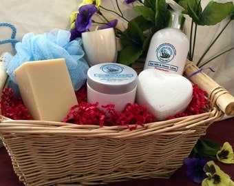 Special Goat Milk Spa Set - lotion, soap, body butter, bath fizzy, soy candle