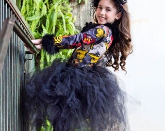 Tutu Steam Punk Feather Trim Top-Jett