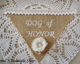 Burlap Dog Bandana, Dog of Honor, Wedding Bandana, Pet Wedding, Pet Photo Prop