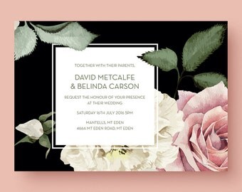 Large floral blooms - PRINTABLE wedding invitation